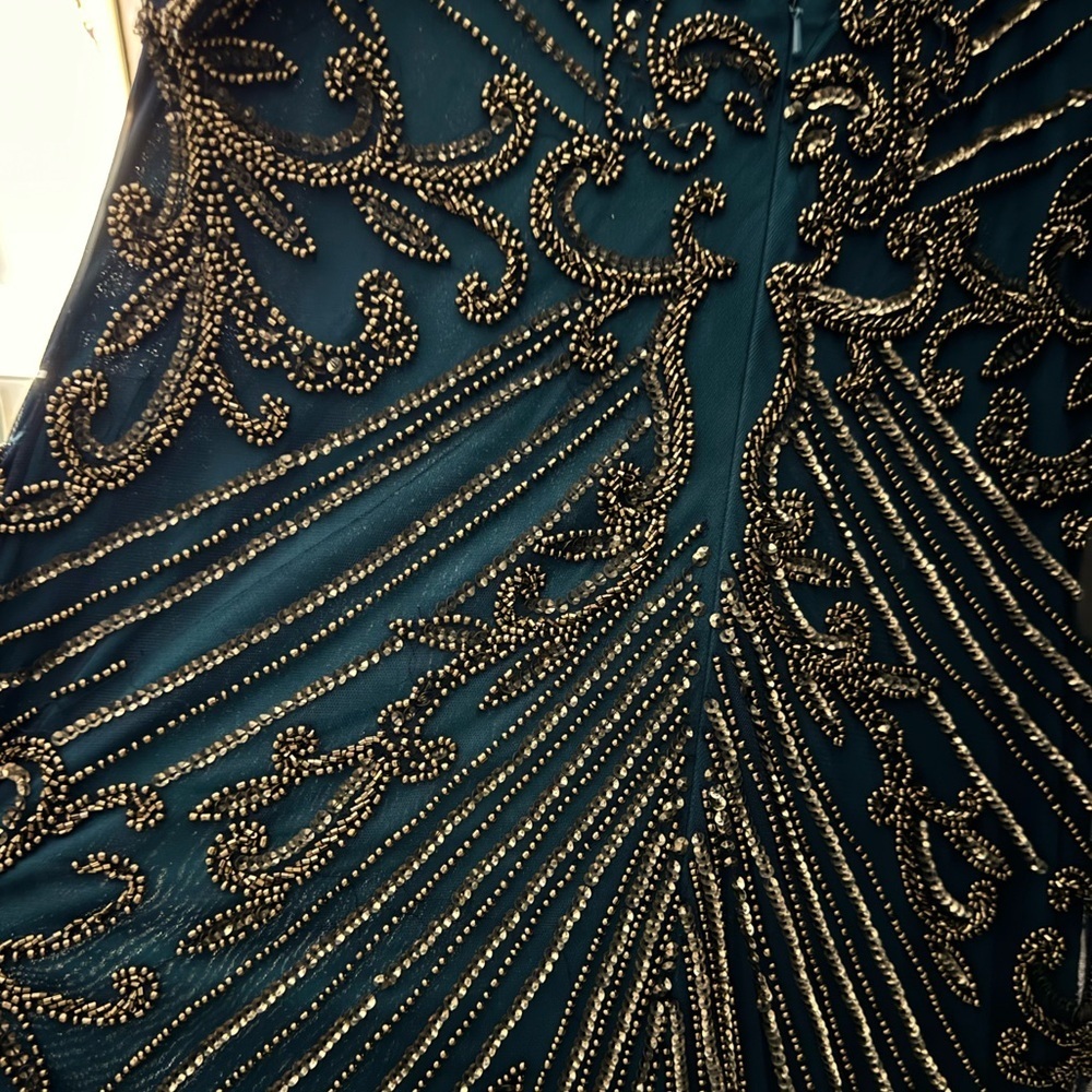 Elegant Teal and Silver Embellished Dress - Picture 6 of 6